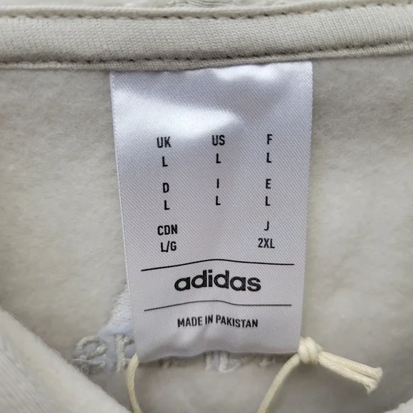 Adidas Athletic Pullover Big Logo Hoodie Sweatshirt Mens Large L Beige JJ3302 - Picture 5 of 11